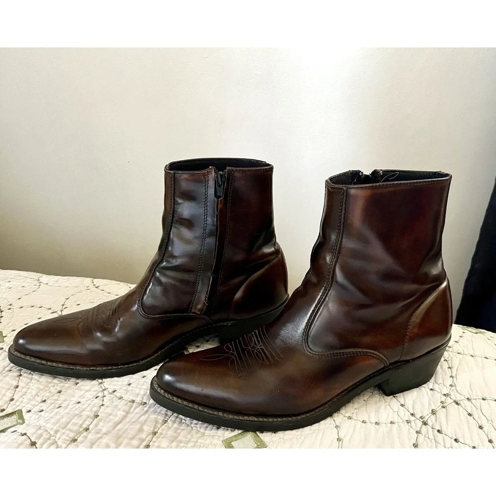 Laredo Mens 12D Leather Upper Chukka Boots Side Zipper Oil Chemical Resist 62004
